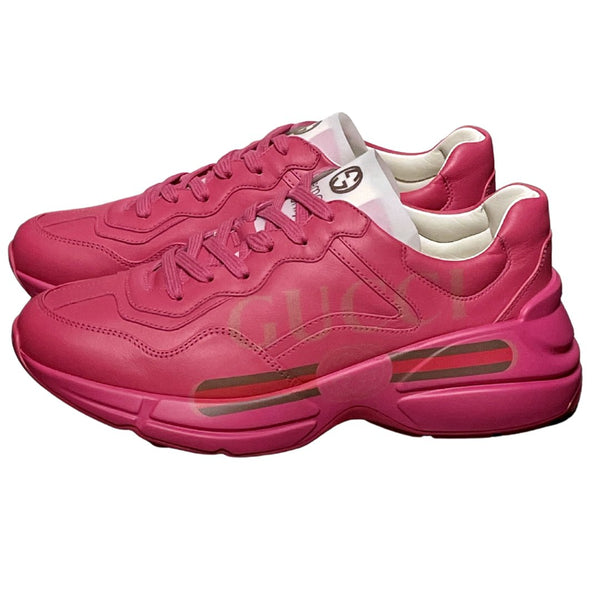 Brand New Gucci Women's Hot Pink Leather Rhyton Chunky Sneakers / Trainers, UK Size 5.5-6 - V & G Luxe Boutique