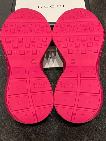 Brand New Gucci Women's Hot Pink Leather Rhyton Chunky Sneakers / Trainers, UK Size 5.5-6 - V & G Luxe Boutique