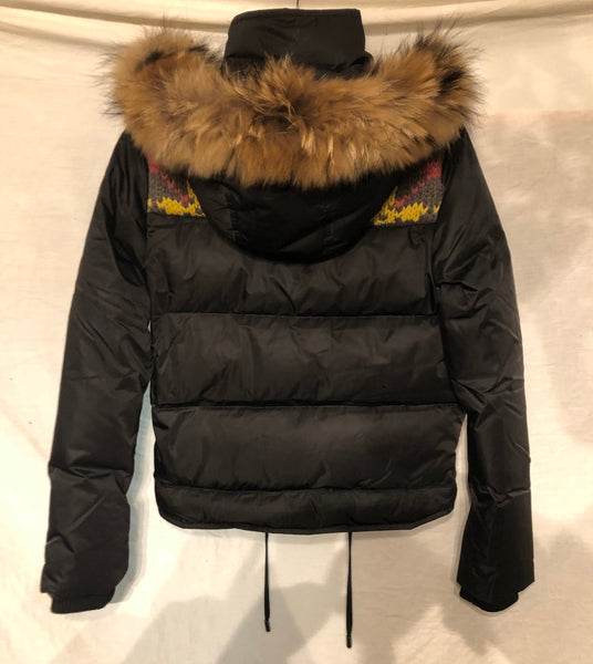 Brand New John Galliano Black Women's Fur Hood Jacket Coat, UK Size 10 - V & G Luxe Boutique