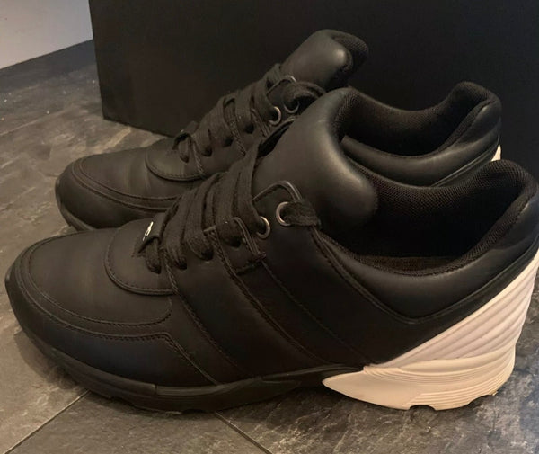 Chanel Black and White Leather Sneakers / Trainers, UK Size 5.5 - V & G Luxe Boutique