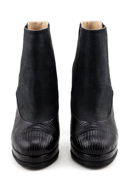 Chanel Black Leather Cap Toe CC Platform Ankle Boots, UK Size 6 EU / 39.5 - V & G Luxe Boutique