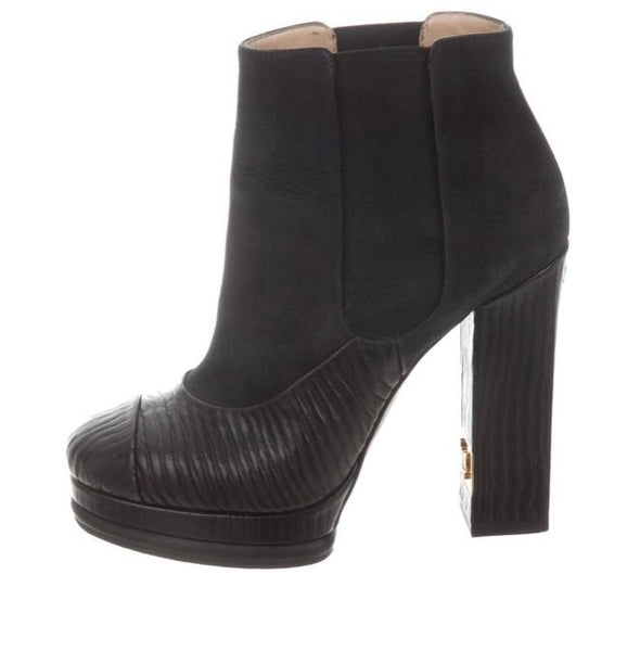 Chanel Black Leather Cap Toe CC Platform Ankle Boots, UK Size 6 EU / 39.5 - V & G Luxe Boutique