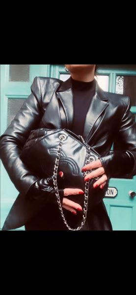Chanel Black Vinyl Small Lipstick Ligne Accordion Bag - V & G Luxe Boutique