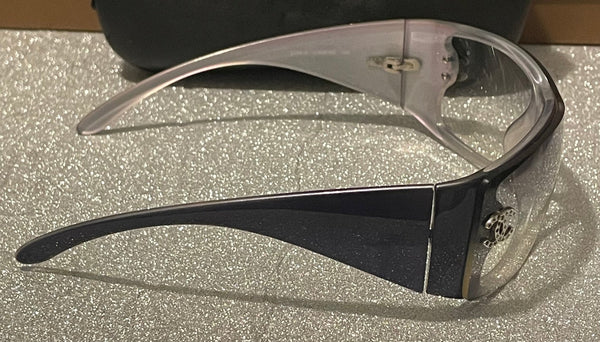 CHANEL Blue Ombre Gradient Tint CC Diamanté Logo Sunglasses - V & G Luxe Boutique