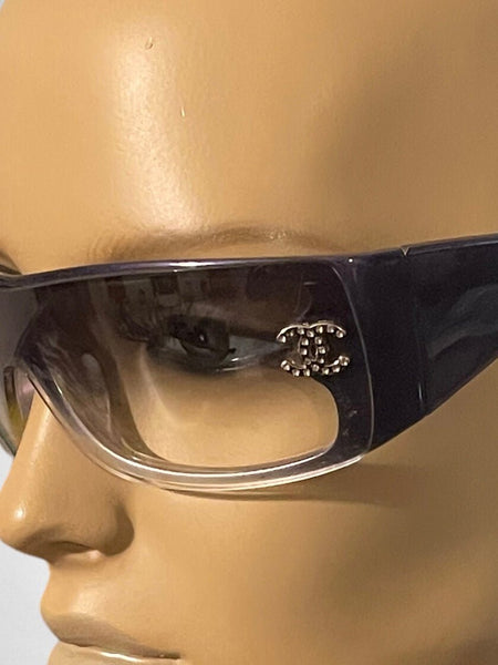 CHANEL Blue Ombre Gradient Tint CC Diamanté Logo Sunglasses - V & G Luxe Boutique