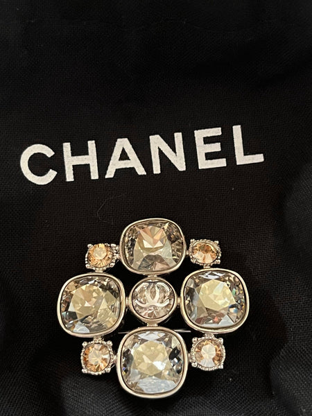 Chanel CC Crystal-Embellished Brooch - V & G Luxe Boutique