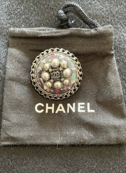 Chanel CC Silver Tone Pin Brooch - V & G Luxe Boutique