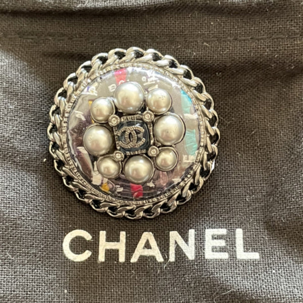 Chanel CC Silver Tone Pin Brooch - V & G Luxe Boutique