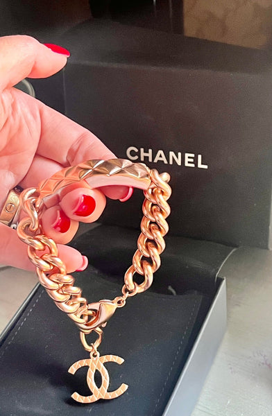 Chanel Chunky Bracelet with CC Charm - V & G Luxe Boutique