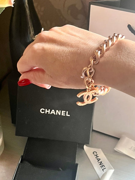 Chanel Chunky Bracelet with CC Charm - V & G Luxe Boutique