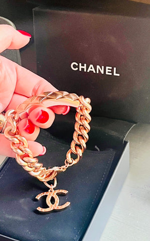 Chanel Chunky Bracelet with CC Charm - V & G Luxe Boutique