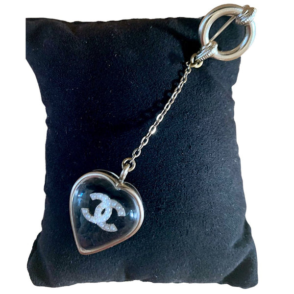 Chanel Gold CC Heart Drop Logo Pin Brooch, Brand New - V & G Luxe Boutique