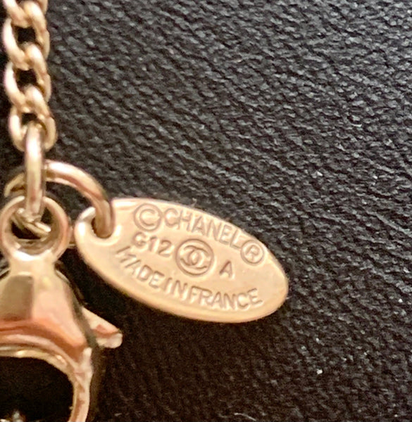 Chanel Gold Necklace With Drop CC Diamanté Pendant - V & G Luxe Boutique