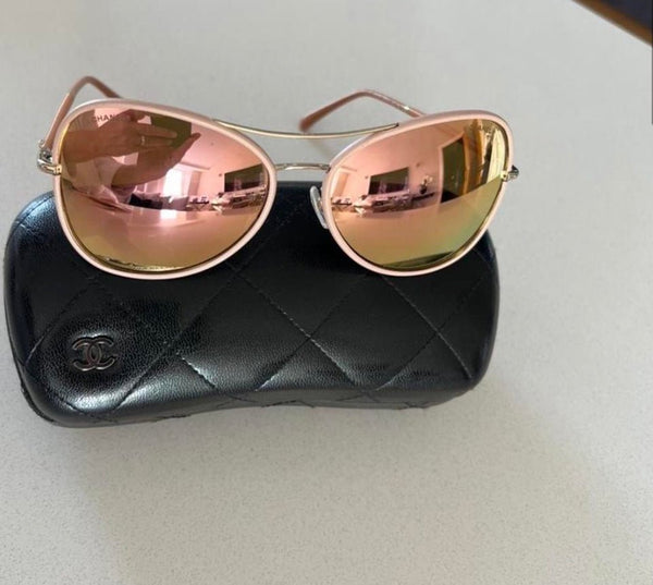 Chanel Mirrored Rose Gold CC Sunglasses - V & G Luxe Boutique