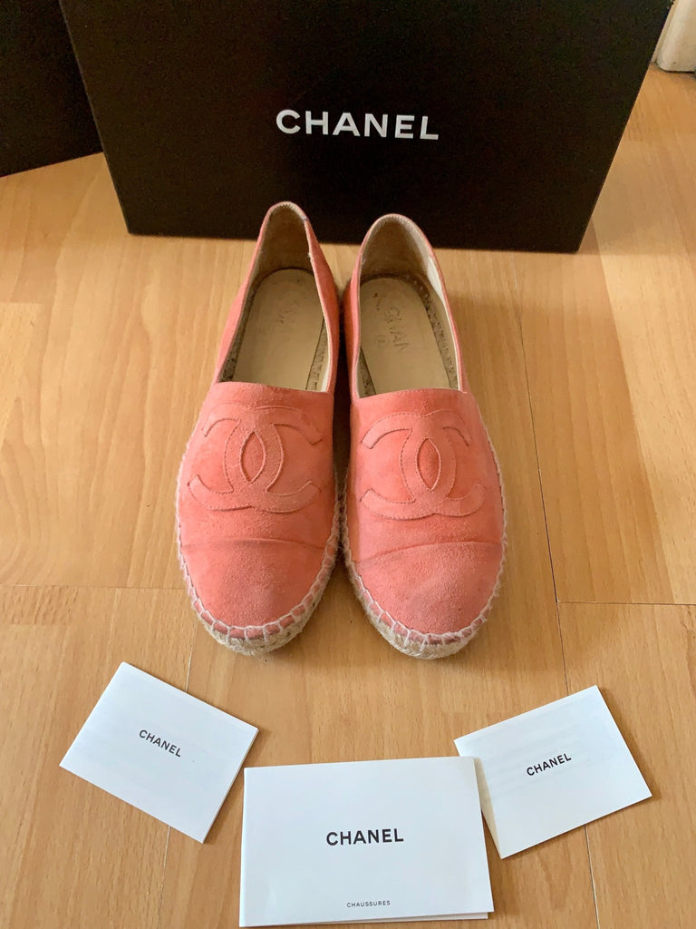 Chanel Salmon Pink CC Suede Espadrilles, UK Size 5 – V & G Luxe Boutique