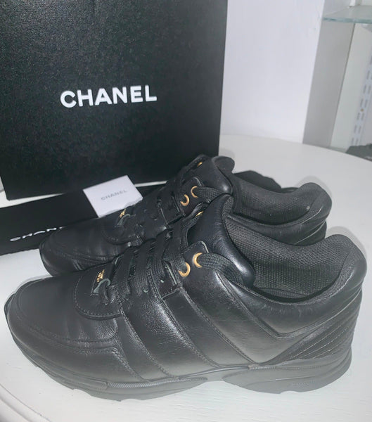 Chanel Triple Black Sneakers, UK Size 6.5 - V & G Luxe Boutique