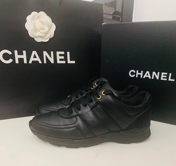 Chanel Triple Black Sneakers, UK Size 6.5 - V & G Luxe Boutique