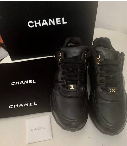 Chanel Triple Black Sneakers, UK Size 6.5 - V & G Luxe Boutique