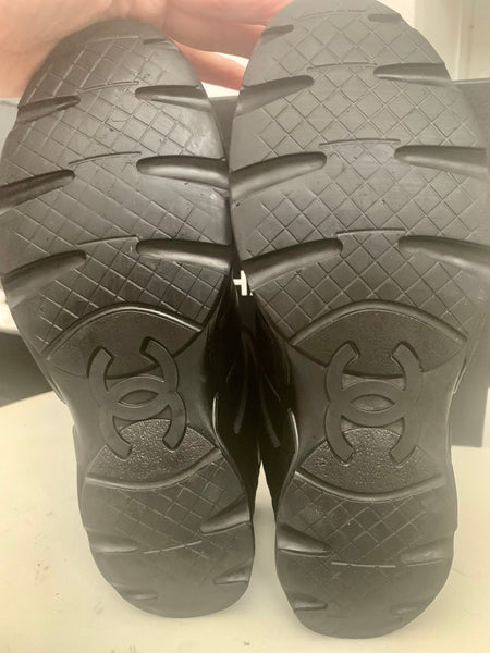 Chanel Triple Black Sneakers, UK Size 6.5 - V & G Luxe Boutique