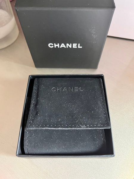 Chanel White Diamanté Crystal Logo Brooch - V & G Luxe Boutique