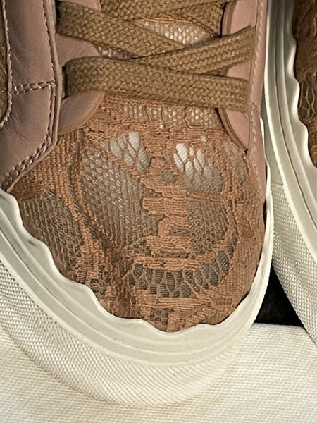 Chloe Lauren Lace Pink Chunky Sneakers - V & G Luxe Boutique