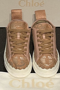 Chloe Lauren Lace Pink Chunky Sneakers - V & G Luxe Boutique