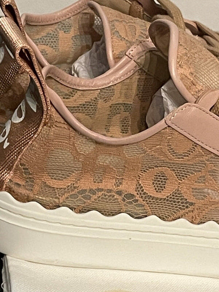 Chloe Lauren Lace Pink Chunky Sneakers - V & G Luxe Boutique