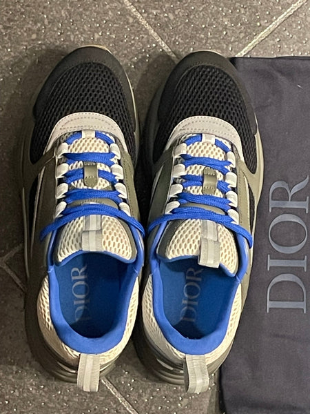 Christian Dior B22 Cream Black Olive Blue Technical Sneakers Size UK 6 - V & G Luxe Boutique