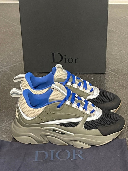 Christian Dior B22 Cream Black Olive Blue Technical Sneakers Size UK 6 - V & G Luxe Boutique