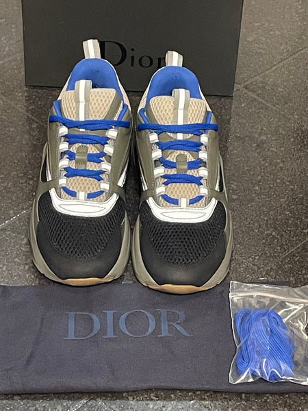 Christian Dior B22 Cream Black Olive Blue Technical Sneakers Size UK 6 - V & G Luxe Boutique