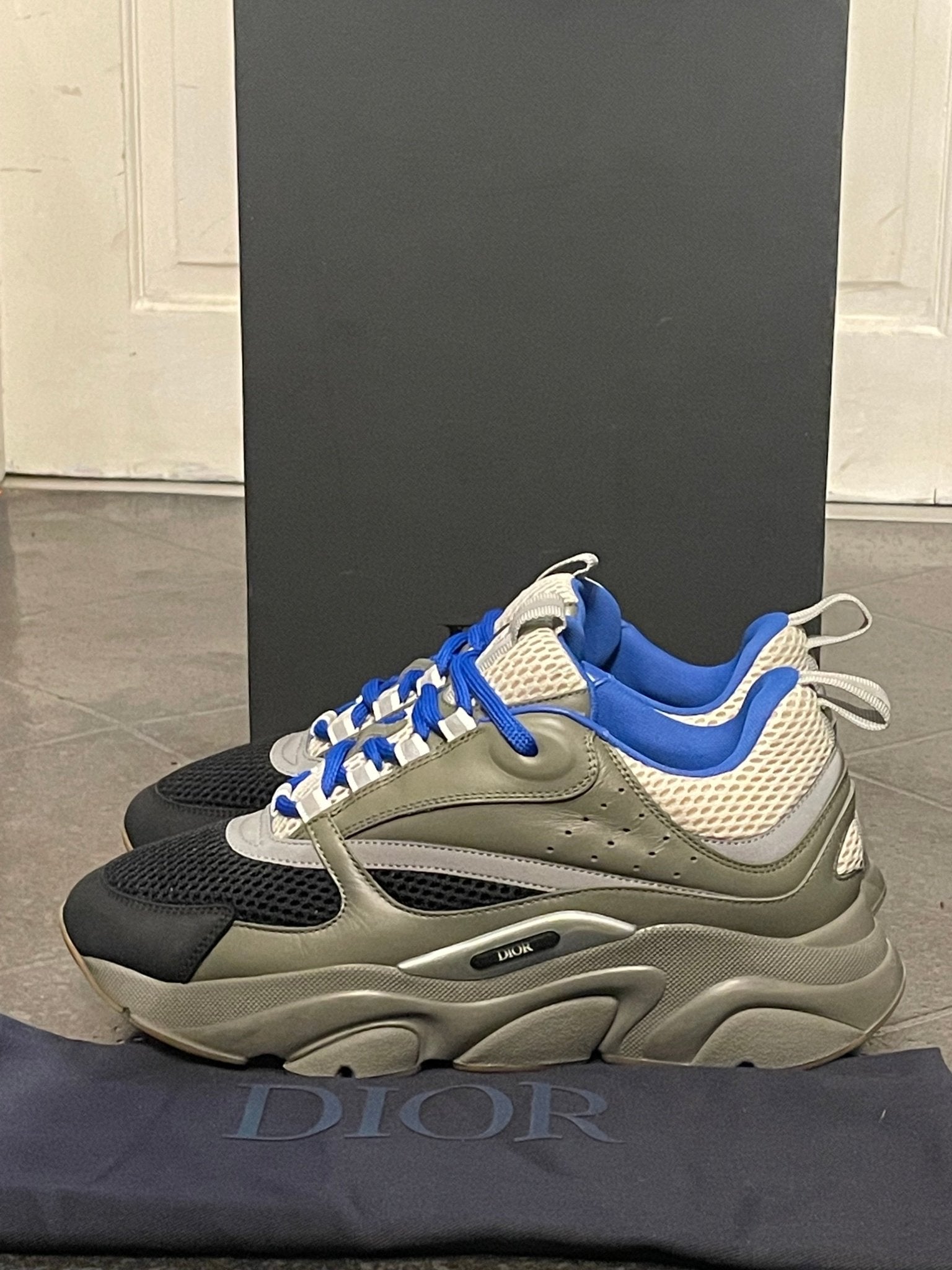 Christian Dior B22 Cream Black Olive Blue Technical Sneakers  display picture 1
