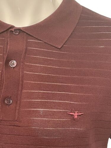 Christian Dior Bee Logo Burgundy Polo Shirt Size Large - V & G Luxe Boutique