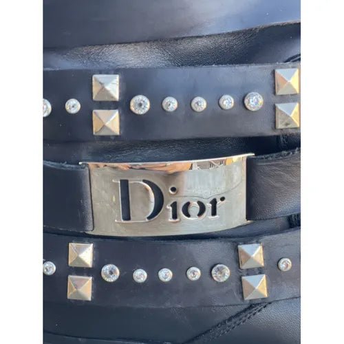Christian Dior Black Leather Vintage Biker Boots - V & G Luxe Boutique