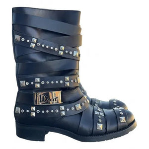 Christian Dior Women s Black Leather Vintage Biker Boots V G
