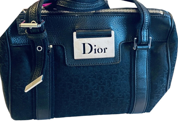 Christian Dior Black Monogram Trotter Logo Boston bag - V & G Luxe Boutique