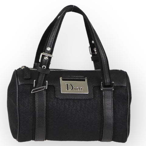 Christian Dior Black Monogram Trotter Logo Boston bag - V & G Luxe Boutique