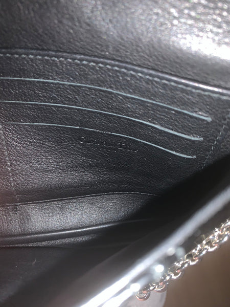 Christian Dior Black Patent Quilted Leather Miss Dior Chain Handbag / Cannage Wallet On Chain - V & G Luxe Boutique