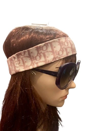 Christian Dior Pink Monogram Diamanté Silk Hairband - V & G Luxe Boutique