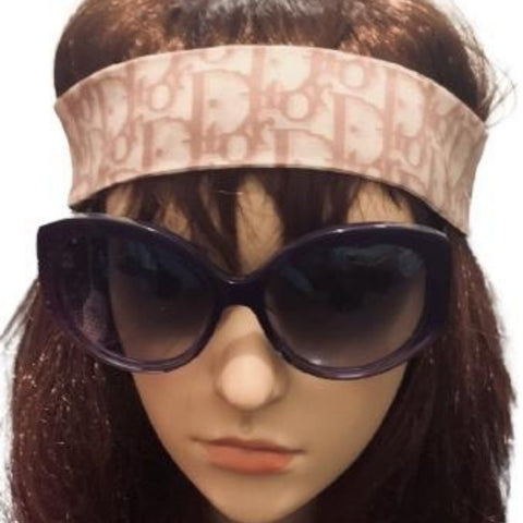 Christian Dior Pink Monogram Diamanté Silk Hairband - V & G Luxe Boutique