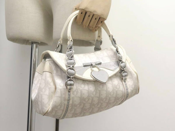 CHRISTIAN DIOR Vintage Monogram Romantique Trotter Bag Grey - V & G Luxe Boutique