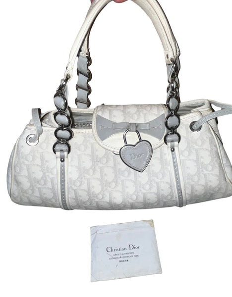 CHRISTIAN DIOR Vintage Monogram Romantique Trotter Bag Grey - V & G Luxe Boutique