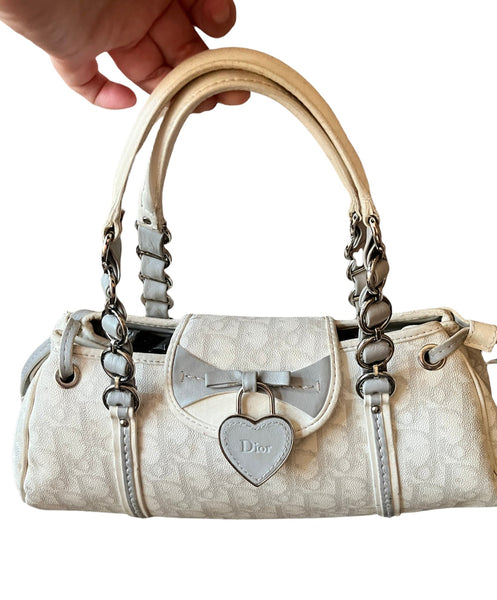 CHRISTIAN DIOR Vintage Monogram Romantique Trotter Bag Grey - V & G Luxe Boutique