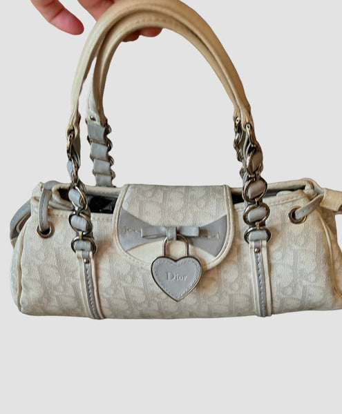 CHRISTIAN DIOR Vintage Monogram Romantique Trotter Bag Grey - V & G Luxe Boutique