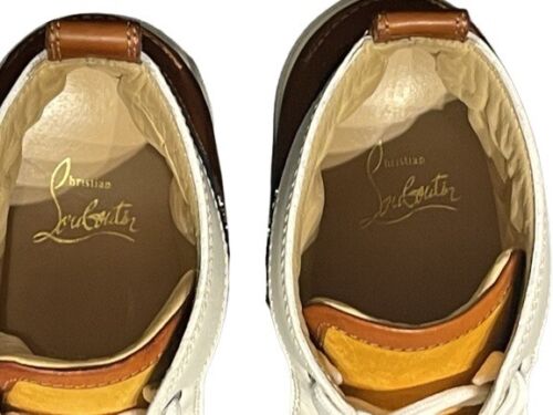 Christian Louboutin Louis Flat Denim & Leather High Top Sneakers Size UK 8 - V & G Luxe Boutique