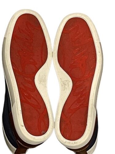 Christian Louboutin Louis Flat Denim & Leather High Top Sneakers Size UK 8 - V & G Luxe Boutique