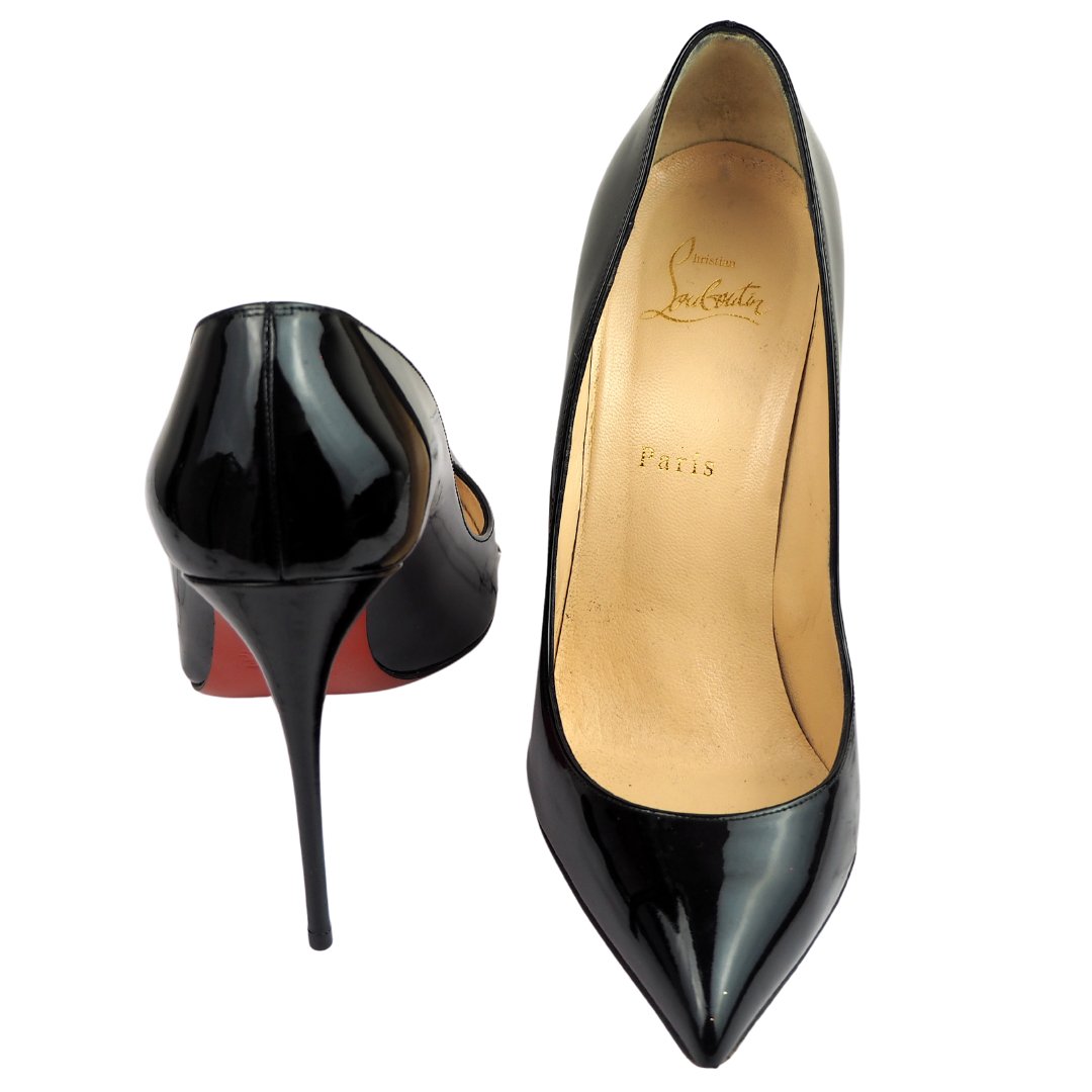 Christian Louboutin So Kate 120 Black Patent Heels, UK Size 7 - V & G Luxe Boutique