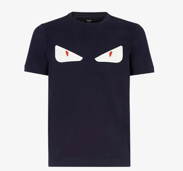 Fendi Bag Bugs Eyes Navy T-Shirt Red & White Eyes Size IT 56 - V & G Luxe Boutique