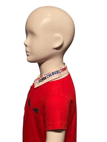 Fendi Boys Red Polo Fendi Print, Age 2 - V & G Luxe Boutique