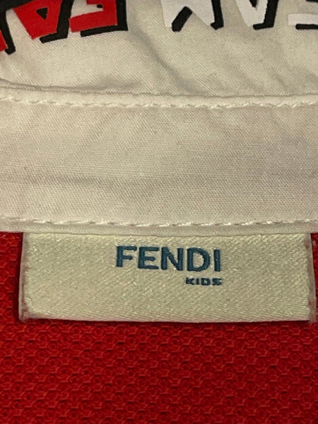 Fendi Boys Red Polo Fendi Print, Age 2 - V & G Luxe Boutique