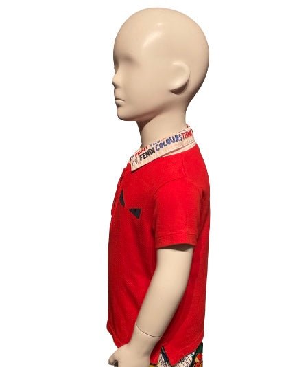 Fendi Boys Red Polo Fendi Print, Age 2 - V & G Luxe Boutique